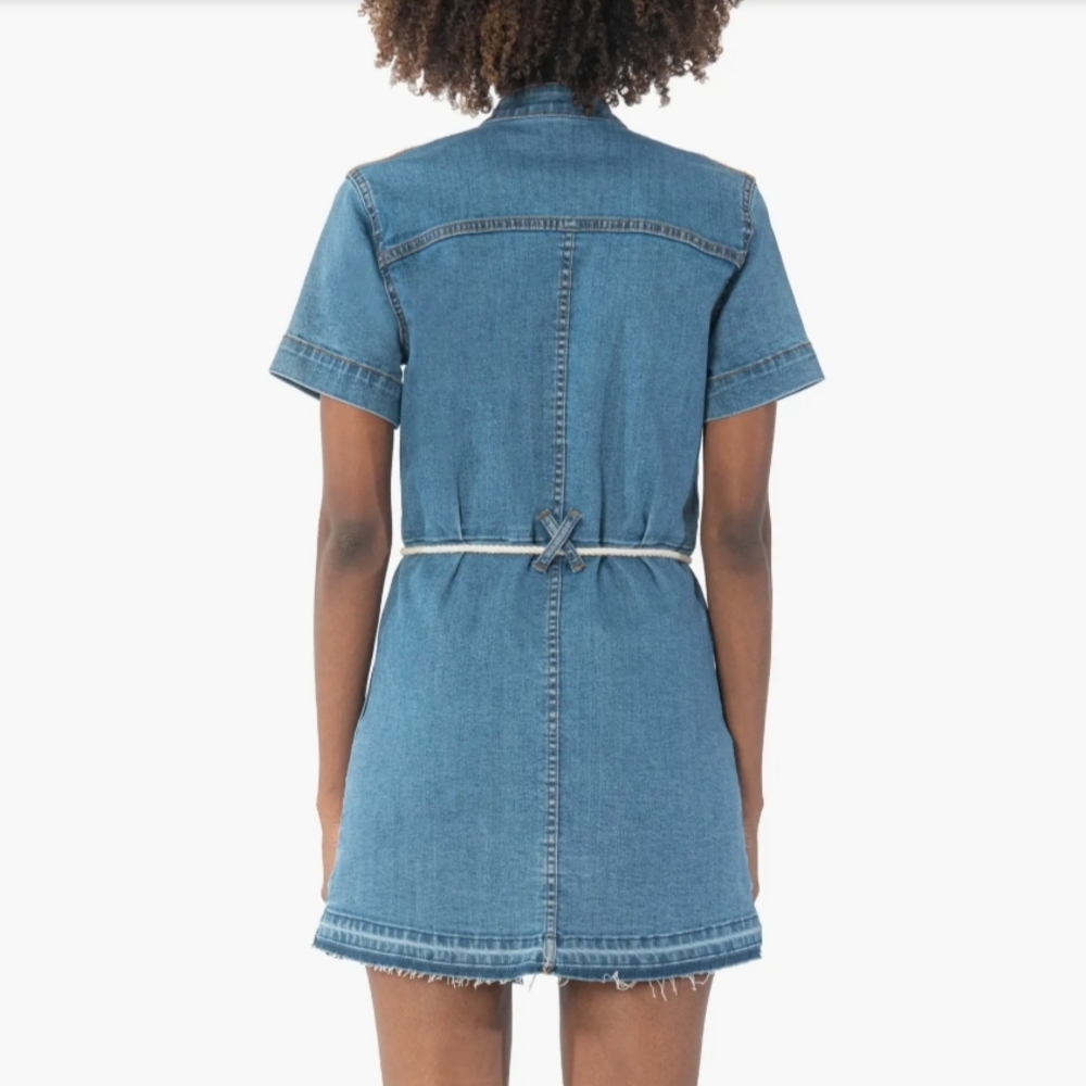 Kut from the Kloth Blue Clare Button Front Denim Mini Dress Size Large - Picture 2 of 14